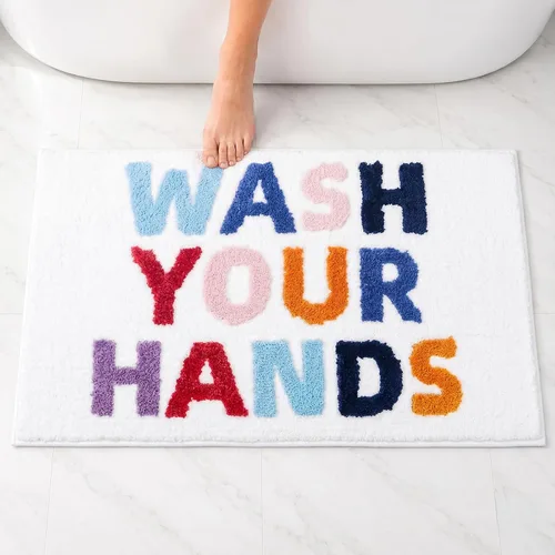 Miniatura 10 de Brush Your Teeth - Tapetes de baño de 17 x 24 pulgadas, suaves, absorbentes y antideslizantes, lavables a máquina con diseños de letras coloridas