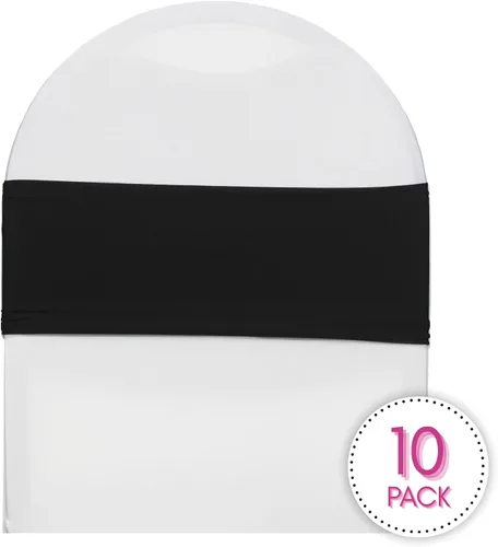 Miniatura 5 de YOUR CHAIR COVERS - Bandas elásticas de elastano para sillas, color negro (paquete de 10), bandas elásticas universales para banquetes, fiestas