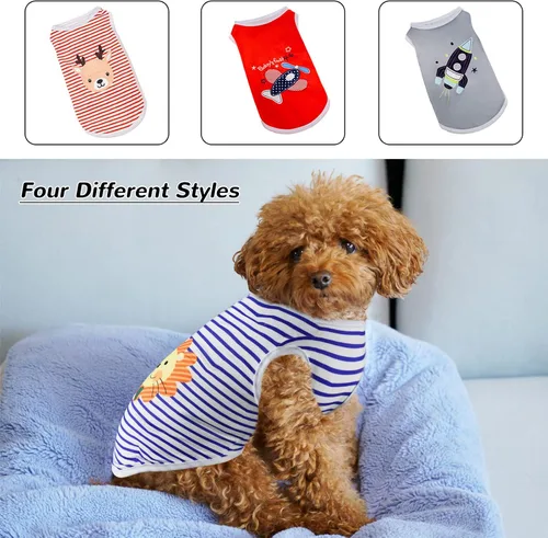 Miniatura 5 de Paquete de 4 camisetas sin mangas de verano para gatos y perros, suaves y transpirables, para perros y gatos pequeños y medianos