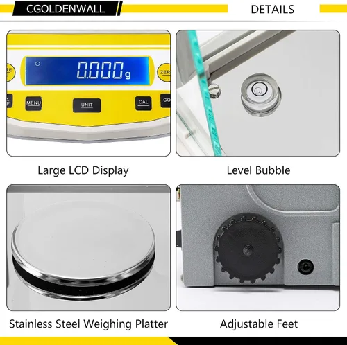 Miniatura 5 de CGOLDENWALL Balanza analítica digital Balanza de alta precisión Balanza electrónica digital para farmacia de laboratorio (7.05 oz 1mg)