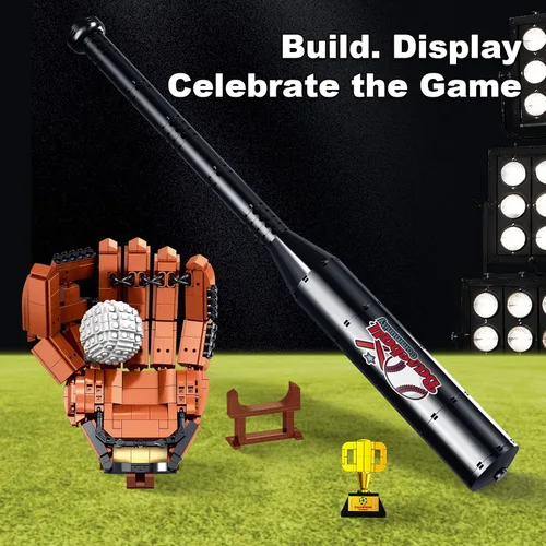 Miniatura 3 de Día del Padre para papás del béisbol y fanáticos de los deportes, juego de construcción de béisbol para adultos, 1021 piezas de juguete