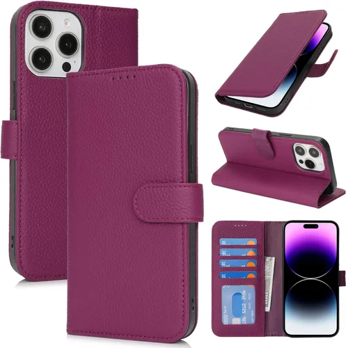 Miniatura 138 de Zouzt Funda para iPhone 11 de 6.1 pulgadas de piel auténtica con 4 ranuras para tarjetas, tarjetero con bloqueo RFID, tapa magnética, función atril
