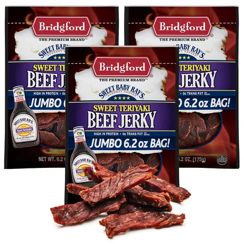 Miniatura 16 de Bridgford Sweet Baby Ray's Beef Jerky Sweet N Spicy - Paquete de 2 unidades de 6.2 onzas, cecina de res picante endulzada con alto contenido