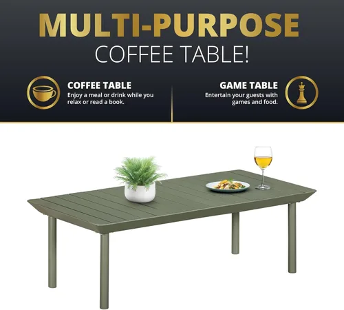 Miniatura 3 de Juego de muebles de patio de 4 piezas, sofá de patio con mesa auxiliar, sofá biplaza acolchado, juego de conversación al aire libre, cojines Gris