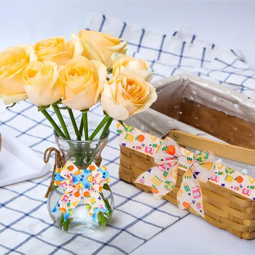 Miniatura 5 de 4 rollos de cinta escolar de 20 yardas de cinta con borde con alambre para envolver regalos, decoración de fiestas, manualidades, envoltura de lazo