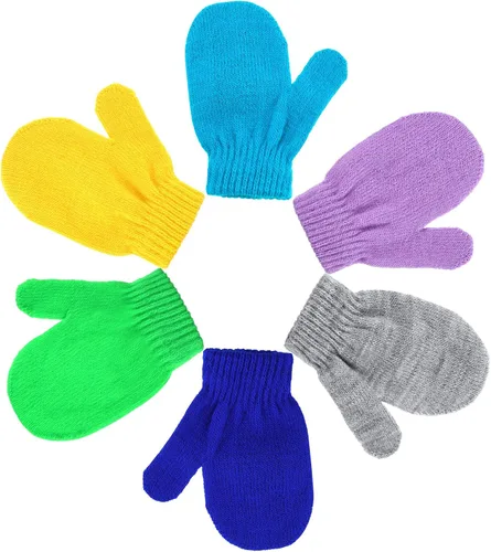 Miniatura 4 de Boao 12 pares de guantes de invierno para niños pequeños, guantes de punto para niños, guantes mágicos cálidos para niños y niñas, suministros