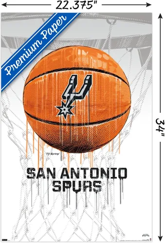 Miniatura 3 de Trends International NBA San Antonio Spurs - Póster de pared Drip Basketball 21, 22.375 x 34 pulgadas, versión premium sin marco