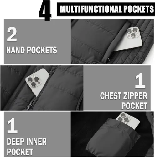 Miniatura 45 de Msmsse Chalecos de invierno para hombre, con forro polar, acolchado, casual, sin mangas