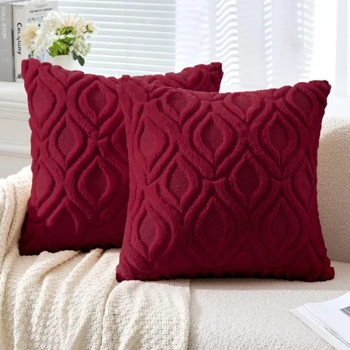 Miniatura 24 de MIULEE - Juego de 2 fundas de almohada de lana sintética suave y afelpada, fundas decorativas de estilo bohemio para sofá, sala de estar, cama, 18 x