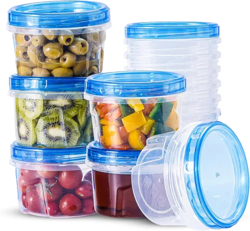 Miniatura 7 de RFAQK 48 recipientes de almacenamiento para congelador con tapas, recipientes de plástico para preparación de comidas, recipientes para congelador