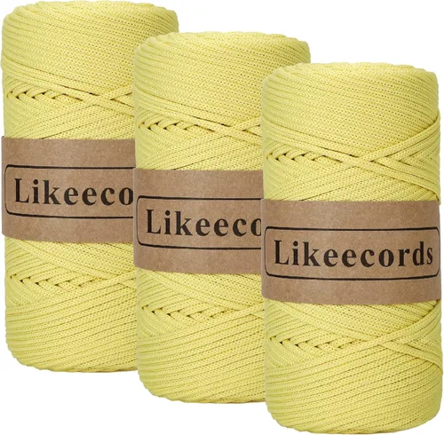 Miniatura 23 de Likeecords Cordón de macramé trenzado de poliéster de 0.157 in, 140 yardas/426 pies, hilo elástico para bolsa de ganchillo para manualidades, Verde