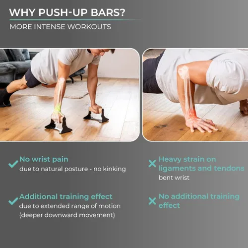 Miniatura 5 de PULLUP & DIP Parallettes - Mangos para Flexiones con Mangos Ergonómicos de Madera y Acero de Alta Resistencia - Barras Parallettes Antideslizantes