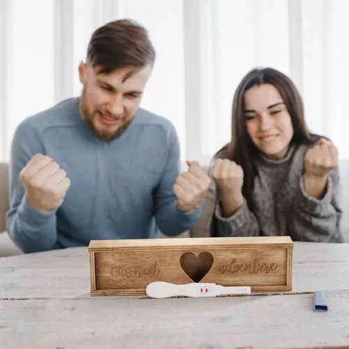 Miniatura 6 de Barydat Caja de regalo de prueba de embarazo, caja de recuerdo, anuncio de embarazo para esposo, anuncios de revelación de bebés de madera, ideas