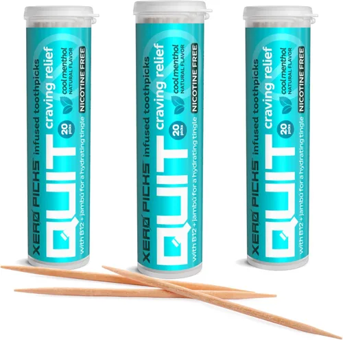 Miniatura 9 de Xero Picks Palillos de dientes con sabor infundido para ayudar a dejar de fumar - Sin nicotina - 60 palillos - Paquete de 3 - Wintergreen - Sin OMG