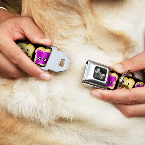 Miniatura 8 de Buckle-Down Collar de perro con hebilla de cinturón de seguridad, mantequilla de maní con bigote y gelatina, 1 pulgada de ancho, se adapta a cuello