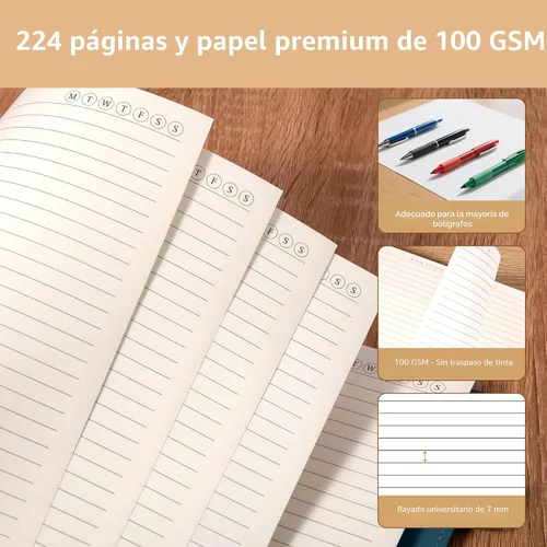 Miniatura 8 de Yoment - Cuaderno de diario de cuero para trabajo, recargable, 224 páginas, 100 GSM, papel grueso, cuaderno de 5 materias con separadores y pestañas