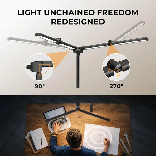 Miniatura 2 de Lámparas LED de Escritorio para Oficina en Casa, Lámpara de Escritorio Inteligente Ajustable con Brazo Giratorio con Abrazadera, Luz de Escritorio