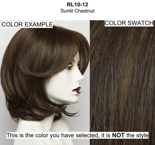 On Your Game - Peluca de color RL10/12 SUNLIT CHESTNUT – 12 pulgadas de corte Bob en ángulo perfecto, apto para el calor, monofilamento superior,