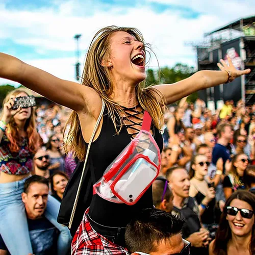 Miniatura 8 de Riñonera Veckle transparente impermeable bonita bolsa de cintura aprobada por el estadio transparente para mujeres y hombres, viajes, playa