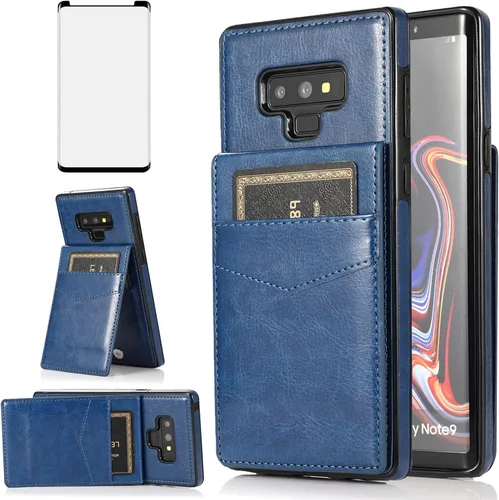 Miniatura 12 de Funda tipo cartera de piel verde para Samsung Galaxy Note 9 con protector de vidrio templado, tarjetero y función atril