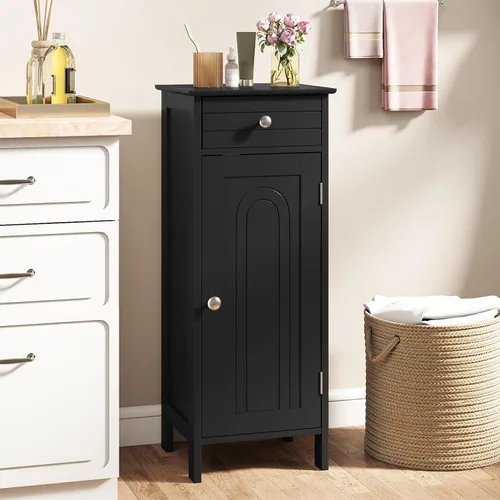 Miniatura 2 de GLACER Armario de almacenamiento de piso, gabinete de almacenamiento multifuncional para baño con 2 estantes ajustables, ideal para baño, sala