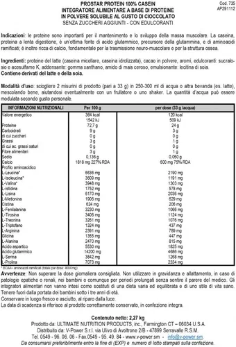 Miniatura 2 de Ultimate Nutrition Prostar - Proteína en polvo micelar e hidrolizada de caseína – sin grasa durante la noche crecimiento muscular y recuperación