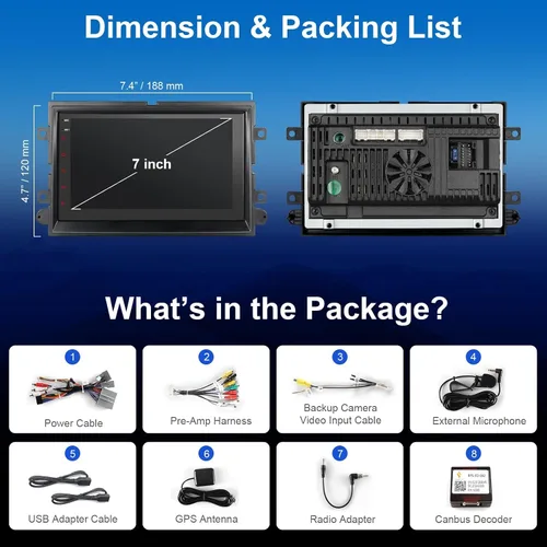 Miniatura 8 de Radio de Pantalla Táctil de 7 Pulgadas para Coche F150, Actualización Inalámbrica con Apple CarPlay y Android Auto para Ford F150 2004-2008, Android