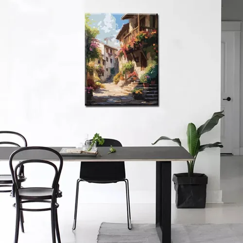 Miniatura 4 de Pintura de flores de ciudad por números para adultos, niños, principiantes, Italia, ciudad, flores de calle, bricolaje, pintura acrílica, kits
