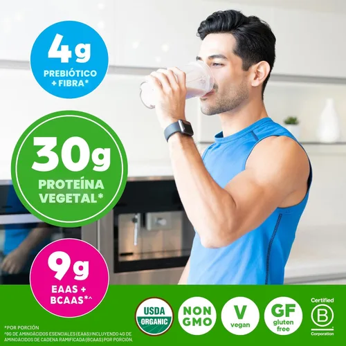 Miniatura 5 de Orgain Orgánico Polvo de Proteína Vegana a Base de Plantas 30g, Vainilla, 9g EAAs + BCAAs, Alta Proteína Vegetal, 4g Prebiótico + Fibra, 1g Azúcar