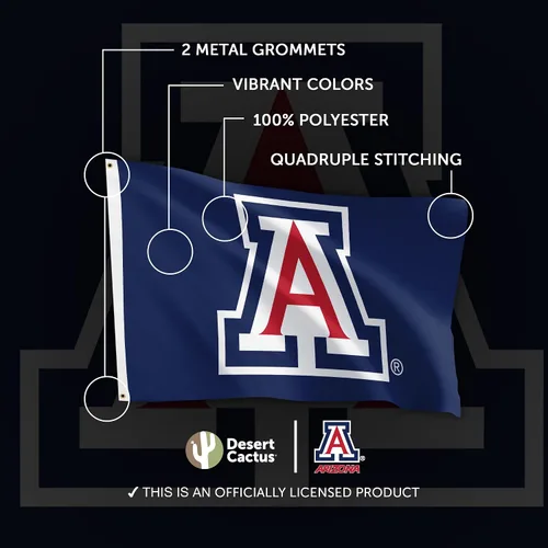 Miniatura 4 de Desert Cactus Bandera de la Universidad de Arizona UA – Bandera de gatos salvajes de 3 x 5 pies, tela duradera para interiores y exteriores, diseño
