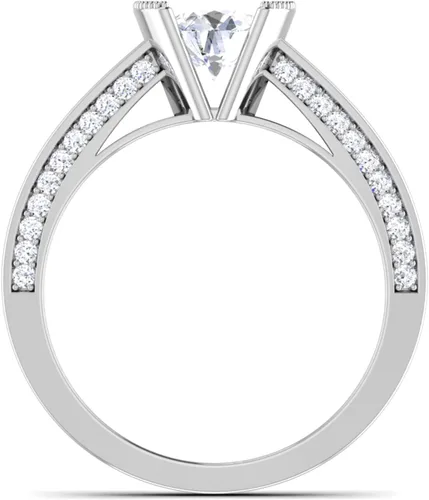 Miniatura 4 de IGI Certified 2.15Ctw Round Excellent Cut Lab Created Diamond Fancy Milgrain Engagement Ring With Channel Setting In 14k White Yellow Rose Gold for