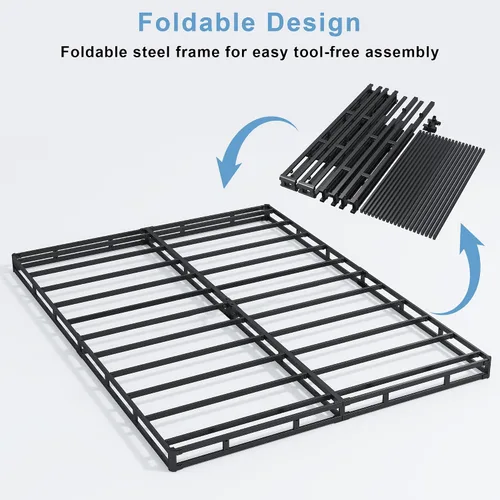 Miniatura 5 de HOBINCHE Somier de 3 pulgadas tamaño Queen de perfil bajo para cama Queen, base de colchón resistente, base de cama de metal, fácil montaje/sin