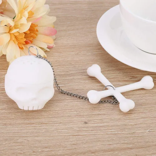 Miniatura 8 de Colador de té de calavera, colador de té, té de hojas sueltas más pronunciado, lindo infusor de té con forma de calavera blanca de simulación