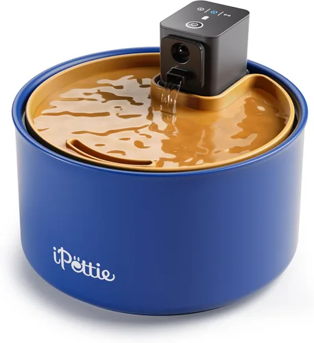 iPettie Fuente de agua de cerámica para gatos, dispensador de agua inalámbrico para mascotas de 3.5 L/118 onzas con 3 modos de agua, bomba ultra