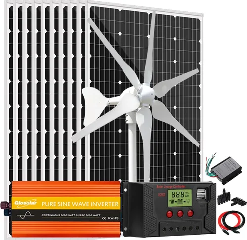 Miniatura 17 de Kit solar de viento de 640 W, kit de carga de batería de 12 V: generador de turbina eólica de 400 W + 2 paneles solares de 120 W + controlador +