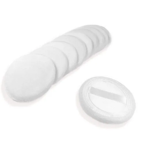 10pcs Powder Puff Algodón Cosmético Polvo Facial Maquillaje Almohadillas con Cinta para Suelta y Base 2.36 Pulgadas (Blanco)