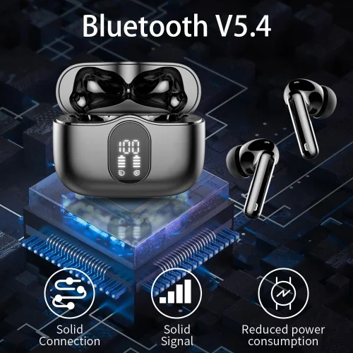 Miniatura 4 de Auriculares inalámbricos, Auriculares Bluetooth 5.4 con graves estéreo, Auriculares intrauriculares con micrófono de cancelación de ruido y pantalla