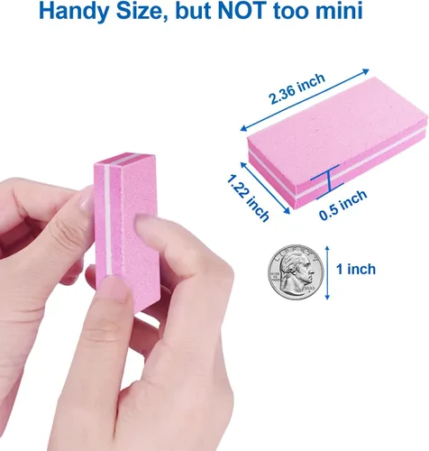 Miniatura 7 de Juego de pulidor de uñas profesional rosa, 30 piezas, uñas acrílicas y naturales, bloques de tampón de grano 100/180
