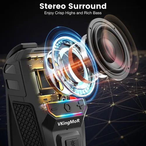 Miniatura 4 de Altavoz Bluetooth portátil, altavoz portátil con clip con micrófonos integrados, música manos libres y llamadas para senderismo/ciclismo, altavoz