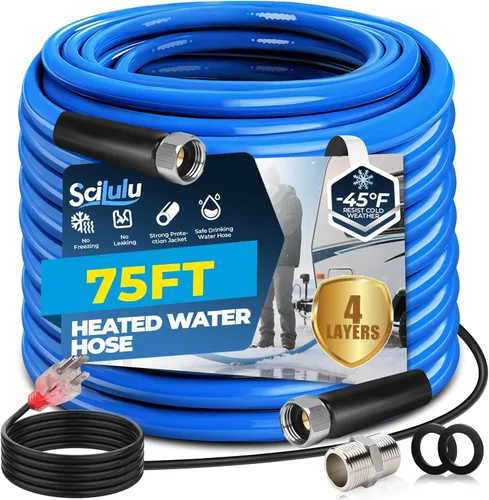 Miniatura 9 de Manguera de agua calefaccionada de 50 pies para RV, protección contra congelación hasta -45 °F, sin plomo y sin BPA, agua potable segura