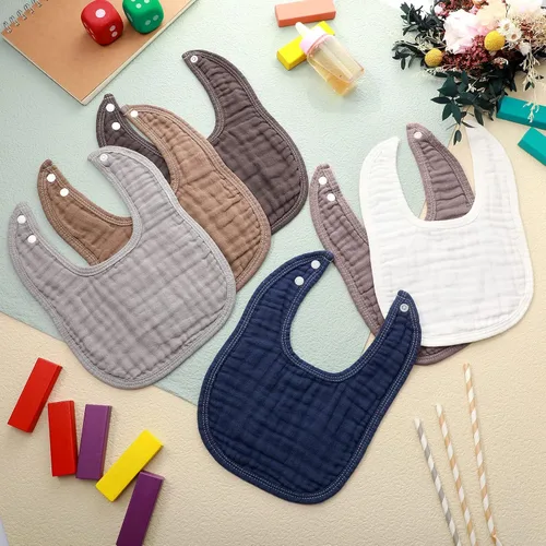 Miniatura 3 de Frienda 6 piezas de baberos de muselina para dentición de bebé, bandana, baberos, 6 capas absorbentes para bebés, niños y niñas, paño de algodón