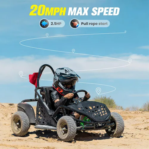 Miniatura 5 de HOVER HEART 79cc 4-Stroke Gas Go Kart, 2.5HP todoterreno GoKart aprobado por EPA con marco tubular de acero, cinturón de seguridad, neumáticos todo