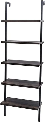 Miniatura 4 de Estantería abierta de 5 niveles para montar en la pared con marco de metal, estante de escalera industrial moderno - Organizador flotante - Estantes