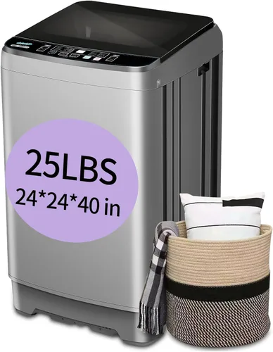 Miniatura 10 de KRIB BLING - Lavadora completamente automática con bomba de drenaje, lavadora compacta de 17.7 libras, 10 programas de lavado y 8 niveles de agua