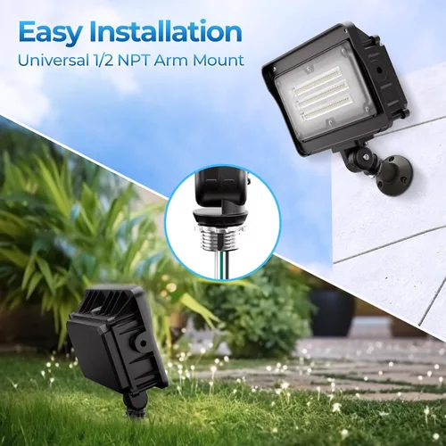 Miniatura 5 de CINOTON - Luz de inundación LED de atardecer a amanecer al aire libre de 50 W, luminaria de pared de seguridad impermeable IP65 de 7000 lúmenes