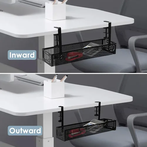 Miniatura 7 de Bandeja de gestión de cables para debajo del escritorio, gestión de cables debajo del escritorio sin taladro, bandeja de gestión de cables con Negro