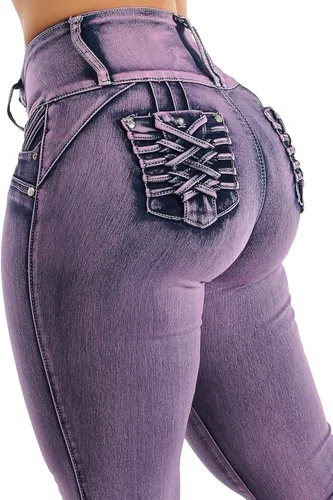 Miniatura 6 de Jeans levantadores de glúteos para mujer - Jeans Levanta cola ajustados de cintura alta elásticos