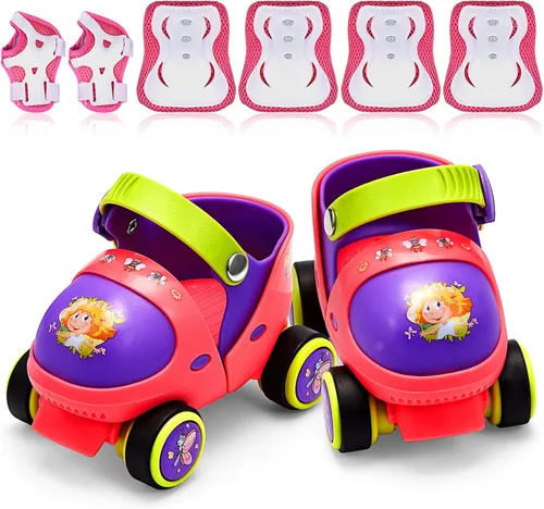 Miniatura 8 de VioraWhite 4-in-1 Toddler Roller Skates for Girls Boys Age 3-5 2-6, Adjustable Kids Quad Skates with Safe Lock Mode, with Knee Elbow Pads Wrist