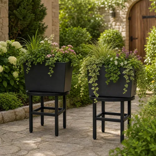 Miniatura 3 de Soporte para plantas para interiores y exteriores, soporte de metal de 13 pulgadas de alto, soportes de pedestal de hierro forjado resistentes