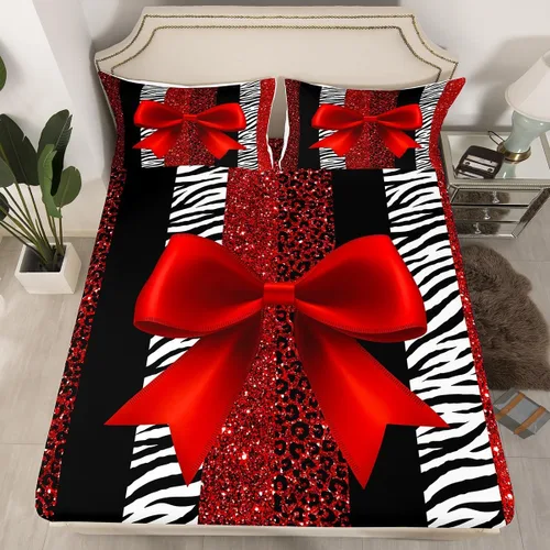 Miniatura 5 de Sábana bajera ajustable para niños, tamaño individual, diseño de cebra y leopardo con purpurina, decoración de habitación para niñas y mujeres, A1